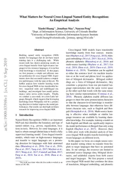 What Matters for Neural Cross-Lingual Named Entity Recognition: An
  Empirical Analysis