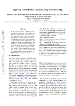 Improving Neural Question Generation using World Knowledge