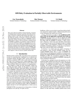 Off-Policy Evaluation in Partially Observable Environments