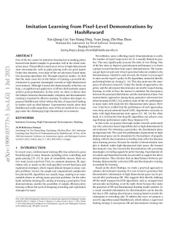 Imitation Learning from Pixel-Level Demonstrations by HashReward