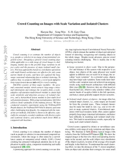 Crowd Counting on Images with Scale Variation and Isolated Clusters