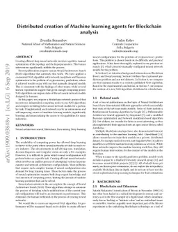 Distributed creation of Machine learning agents for Blockchain analysis