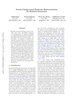 Nearly-Unsupervised Hashcode Representations for Relation Extraction