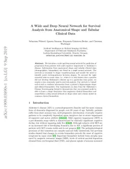 A Wide and Deep Neural Network for Survival Analysis from Anatomical
  Shape and Tabular Clinical Data