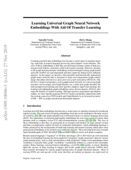 Learning Universal Graph Neural Network Embeddings With Aid Of Transfer
  Learning