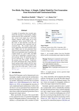 Two Birds, One Stone: A Simple, Unified Model for Text Generation from
  Structured and Unstructured Data