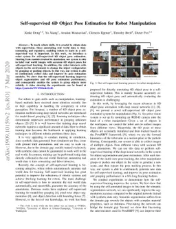 Self-supervised 6D Object Pose Estimation for Robot Manipulation