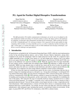 5G: Agent for Further Digital Disruptive Transformations