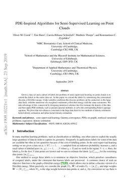 PDE-Inspired Algorithms for Semi-Supervised Learning on Point Clouds