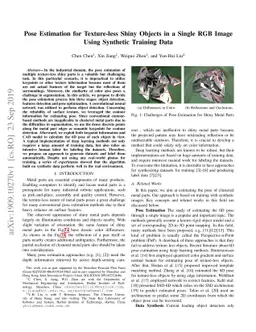 Pose Estimation for Texture-less Shiny Objects in a Single RGB Image
  Using Synthetic Training Data