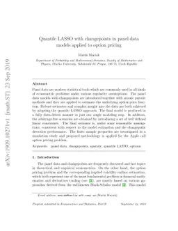 Quantile LASSO with changepoints in panel data models applied to option
  pricing