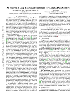 AI Matrix: A Deep Learning Benchmark for Alibaba Data Centers
