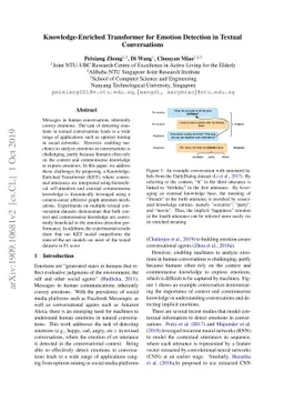 Knowledge-Enriched Transformer for Emotion Detection in Textual
  Conversations