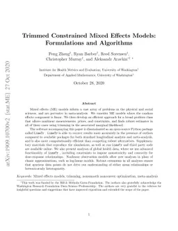 Trimmed Constrained Mixed Effects Models: Formulations and Algorithms