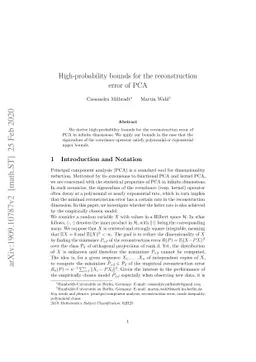 High-probability bounds for the reconstruction error of PCA