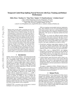 Temporal-Coded Deep Spiking Neural Network with Easy Training and Robust
  Performance