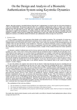 On the Design and Analysis of a Biometric Authentication System using
  Keystroke Dynamics