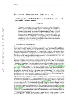 Recurrent Independent Mechanisms