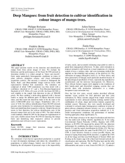 Deep Mangoes: from fruit detection to cultivar identification in colour
  images of mango trees