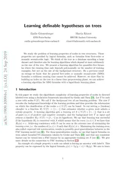 Learning definable hypotheses on trees