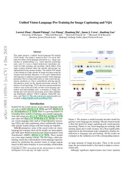 Unified Vision-Language Pre-Training for Image Captioning and VQA