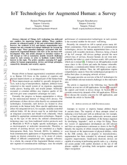 IoT Technologies for Augmented Human: a Survey