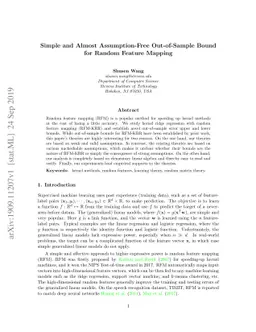 Simple and Almost Assumption-Free Out-of-Sample Bound for Random Feature
  Mapping