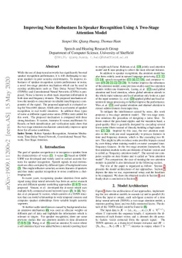 Improving Noise Robustness In Speaker Identification Using A Two-Stage
  Attention Model