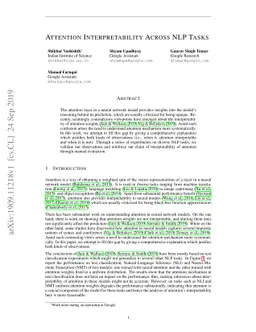 Attention Interpretability Across NLP Tasks