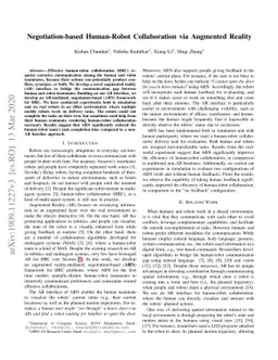 Negotiation-based Human-Robot Collaboration via Augmented Reality