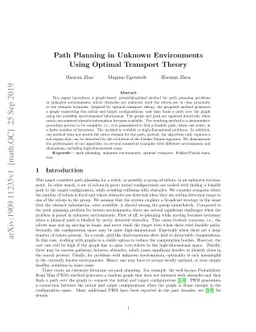 Path Planning in Unknown Environments Using Optimal Transport Theory