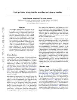 Switched linear projections for neural network interpretability