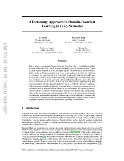 A Dictionary Approach to Domain-Invariant Learning in Deep Networks