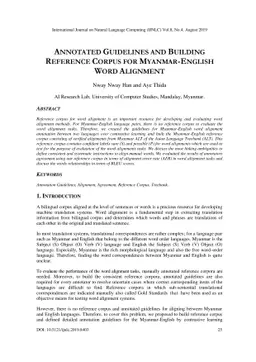 Annotated Guidelines and Building Reference Corpus for Myanmar-English
  Word Alignment