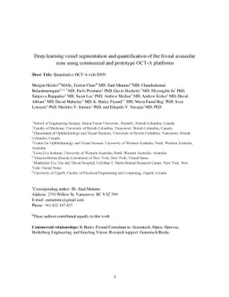 Deep learning vessel segmentation and quantification of the foveal
  avascular zone using commercial and prototype OCT-A platforms