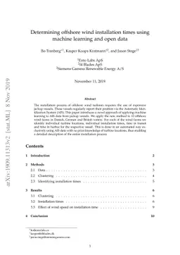 Determining offshore wind installation times using machine learning and
  open data