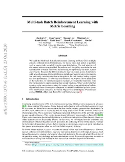 Multi-task Batch Reinforcement Learning with Metric Learning