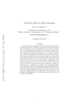 Synthetic Data for Deep Learning
