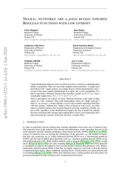 Neural networks are a priori biased towards Boolean functions with low
  entropy