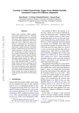 Learning A Unified Named Entity Tagger From Multiple Partially Annotated
  Corpora For Efficient Adaptation