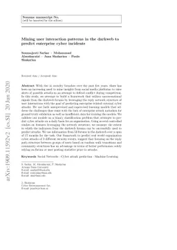 Mining user interaction patterns in the darkweb to predict enterprise
  cyber incidents