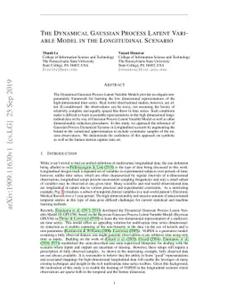 The Dynamical Gaussian Process Latent Variable Model in the Longitudinal
  Scenario