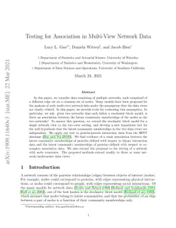 Testing for Association in Multi-View Network Data