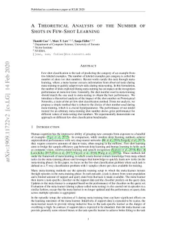 A Theoretical Analysis of the Number of Shots in Few-Shot Learning