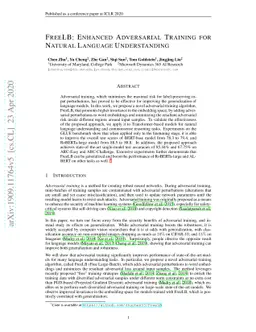 FreeLB: Enhanced Adversarial Training for Natural Language Understanding