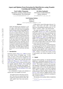 Aspect and Opinion Term Extraction for Hotel Reviews using Transfer
  Learning and Auxiliary Labels