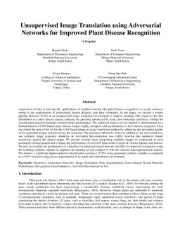 Unsupervised Image Translation using Adversarial Networks for Improved
  Plant Disease Recognition