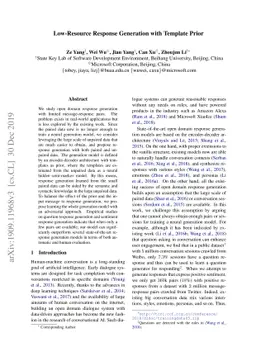 Low-Resource Response Generation with Template Prior