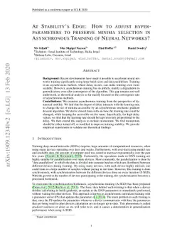 At Stability's Edge: How to Adjust Hyperparameters to Preserve Minima
  Selection in Asynchronous Training of Neural Networks?