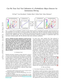 Can We Trust You? On Calibration of a Probabilistic Object Detector for
  Autonomous Driving